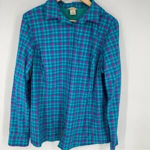 Duluth Trading Women’s Top Plaid Nylon Vented Gorpcore Outdoor Hiking Mermaid XL